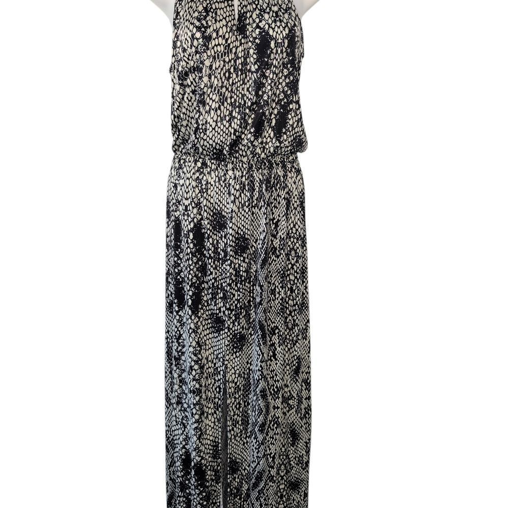 Parker Black and White Halter Dress